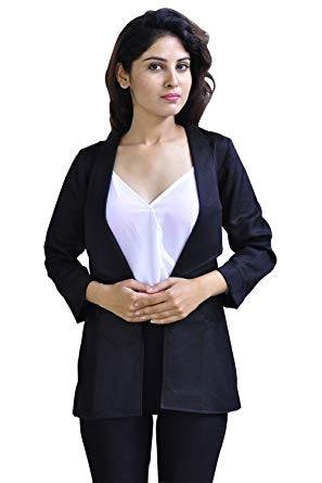 Negra chaqueta casual de lana de Mujer