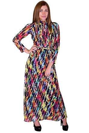 Vestido largo maxi impresa multicolor de mujeres