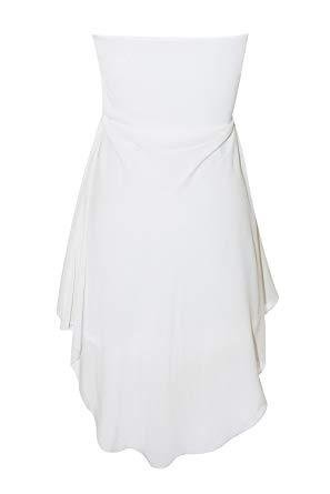 Vestido de fiesta asimétrico bordado blanco de mujer