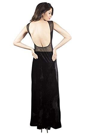 Vestido de fiesta largo sin espalda con abertura lateral negra de Mujer