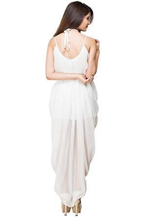 Vestido de fiesta vestido blanco sin mangas drapeado de Mujer
