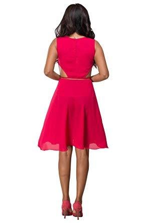 Vestido corto con estilo rosa rubí para mujer