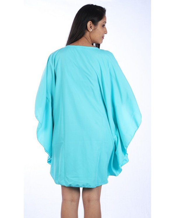 Aqua azul bordado kaftan ropa de playa más tamaño de Mujer