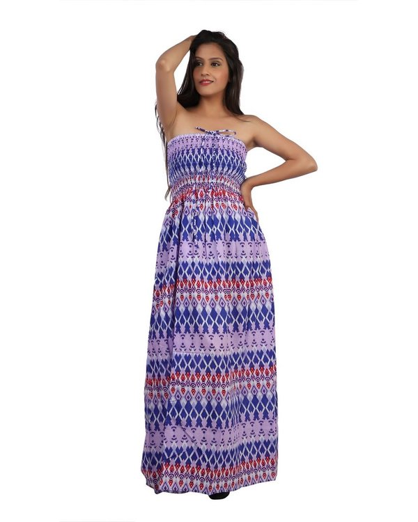 Vestido largo maxi con estampado azul violeta vestido de playa