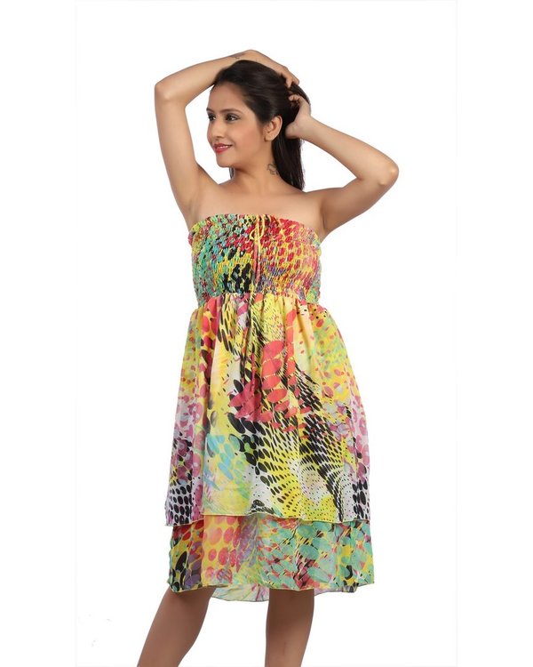Vestido de tubo estampado 2 capas beach sundress de mujer