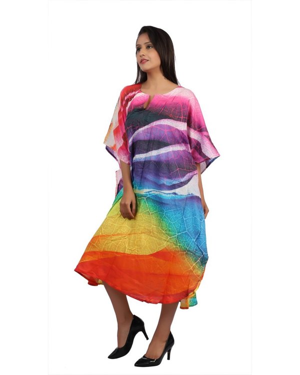 impresión del tinte del lazo multicolor de más tamaño ropa de playa caftán