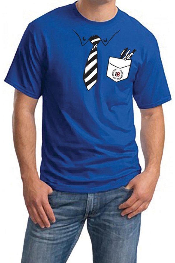 Camiseta Estampada con Cuello Redondo y Mangas Cortas Azul para Hombres