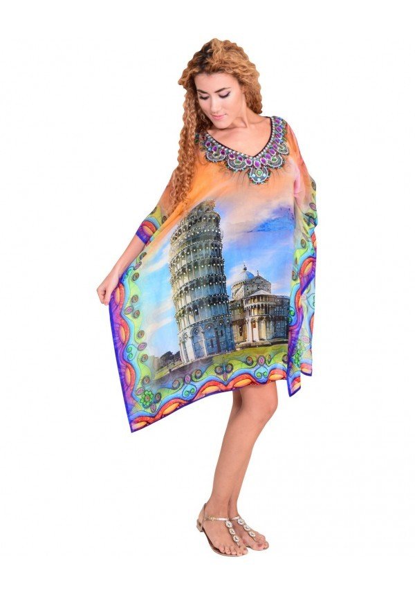 "Torre de Pisa" Impreson Kaftan de Mujer