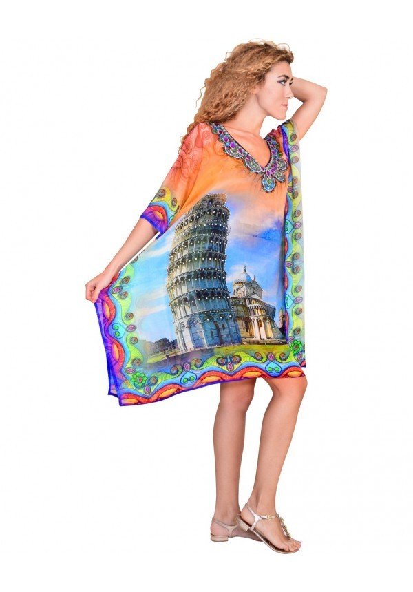 "Torre de Pisa" Impreson Kaftan de Mujer